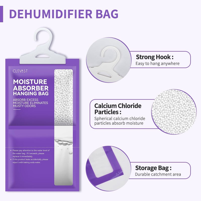 CLEVAST Moisture Absorbers Packets 10 Pack, Dehumidifier Bags for Closet, Scented Hanging Humidity Absorber in Wardrobes, Bedrooms, Bathrooms (Lavender) - Image 4